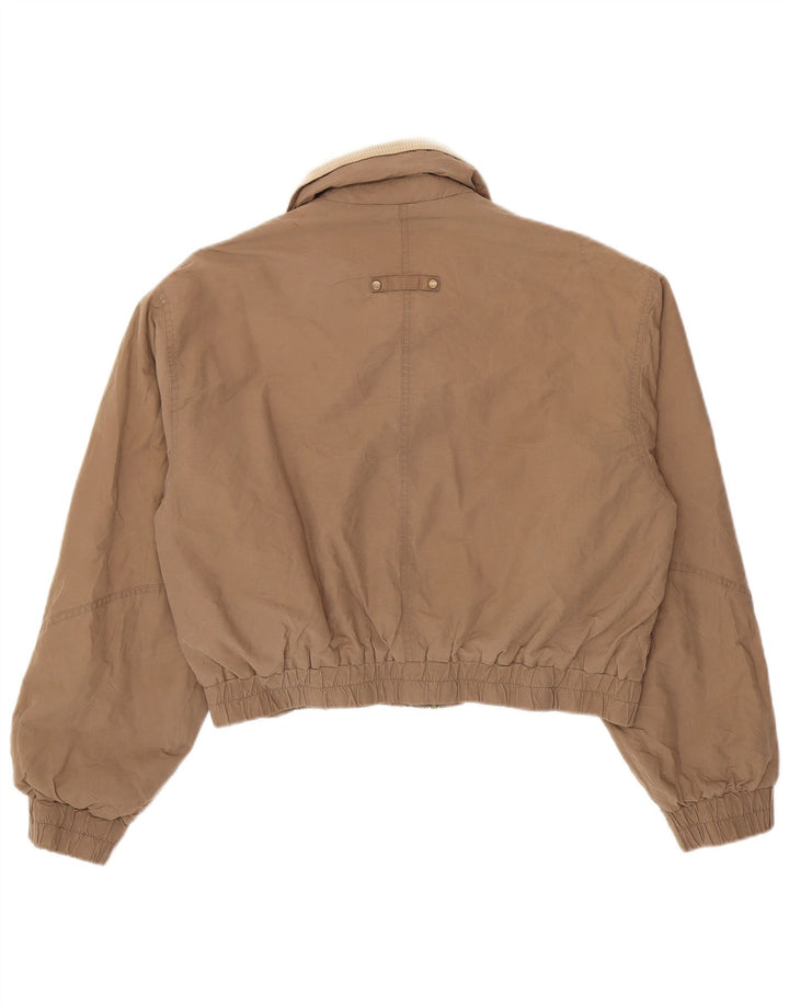 Zara Womens Crop Bomber Jacket UK 16 Grand Coton Marron