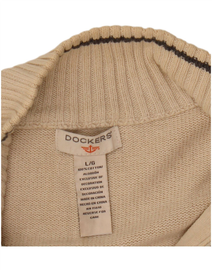 Dockers Pull à col zippé pour homme en coton blanc cassé