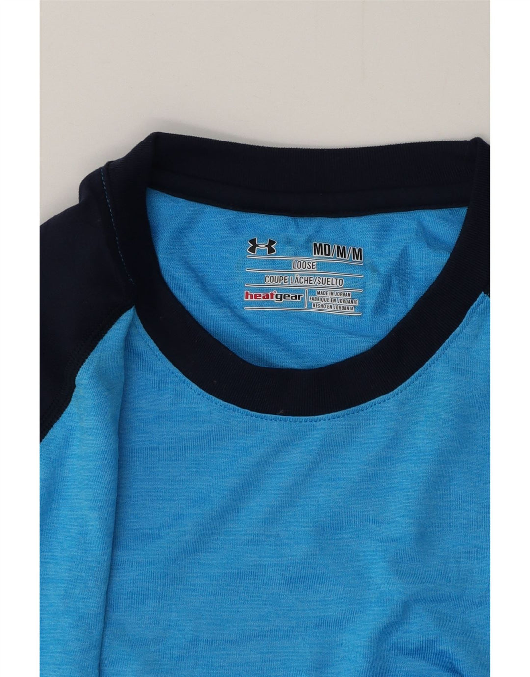 UNDER ARMOUR T-Shirt Heat Gear Homme Bleu Moyen Polyester Colorblock