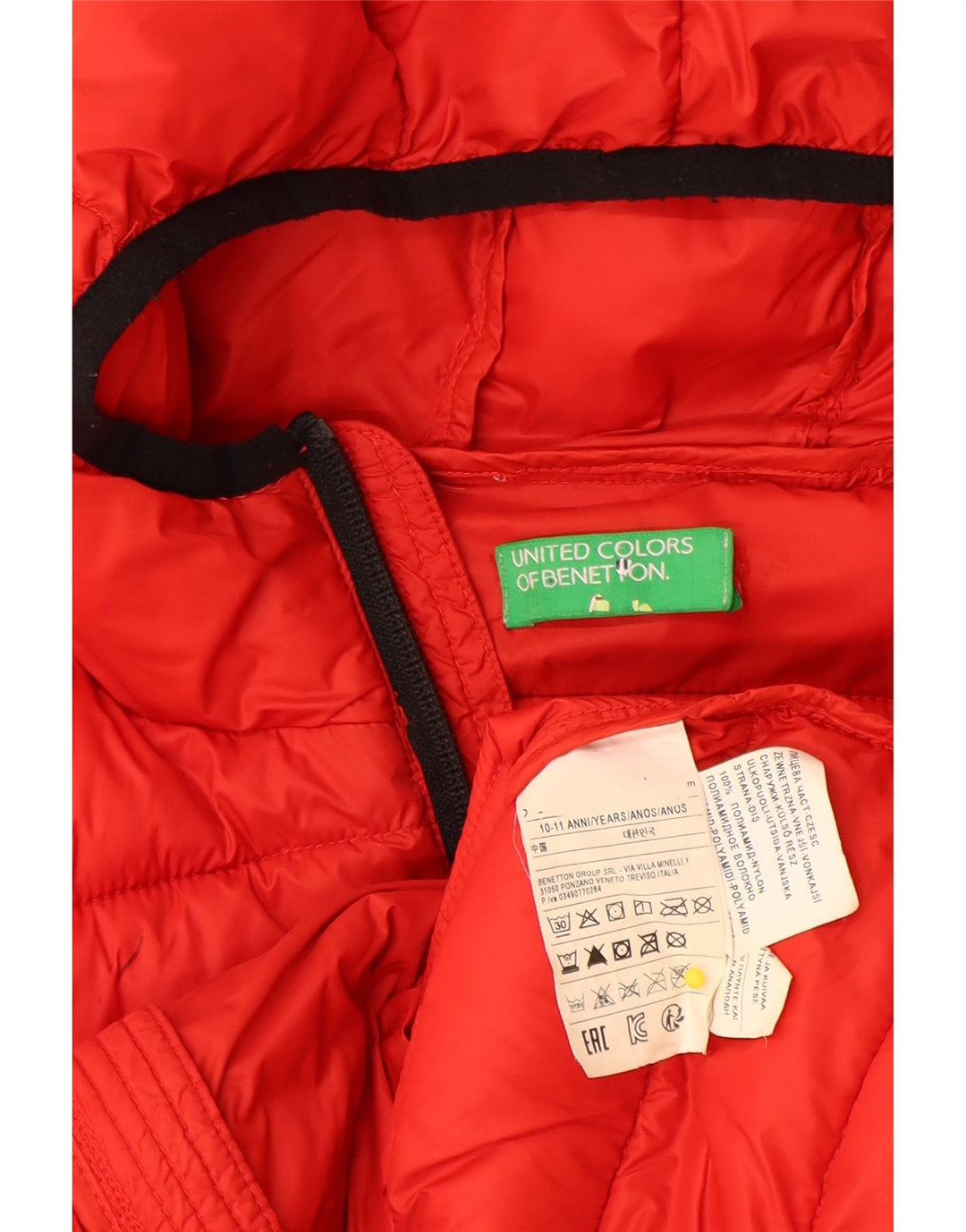 Benetton Veste matelassée à capuche Garçon 10-11 ans Rouge Polyamide