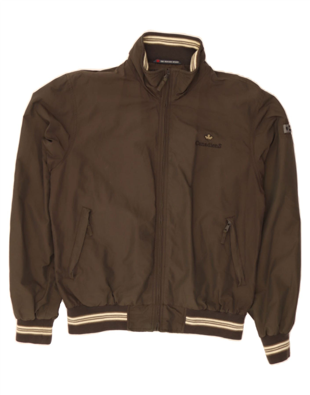 CANADIENS Mens Bomber Jacket UK 42 XL Khaki Cotton Vintage Canadiens and Second-Hand Canadiens from Messina Hembry 
