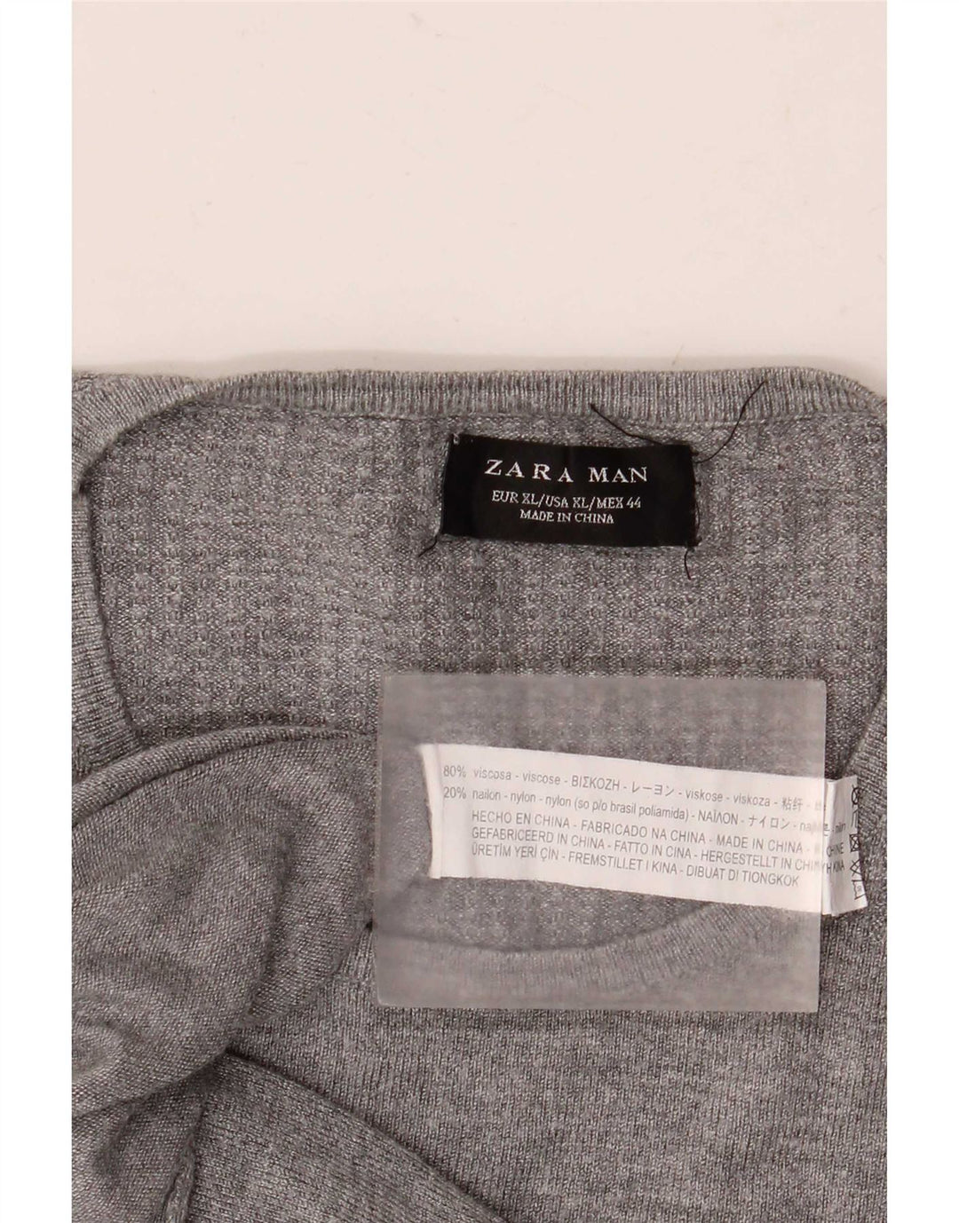 Zara Pull ras du cou pour homme XL Gris Viscose