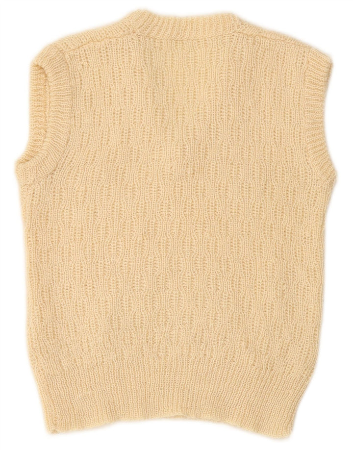 VINTAGE Femmes Crop Vest Débardeur UK 8 Petit Beige
