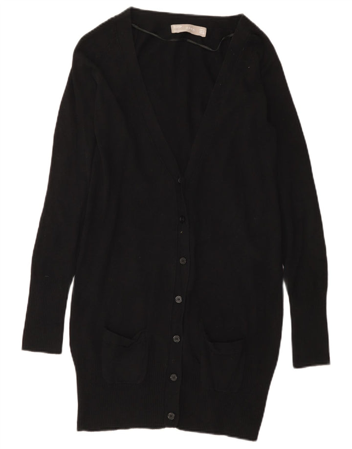 Zara Cardigan Femme Pull UK 8 Petit Noir