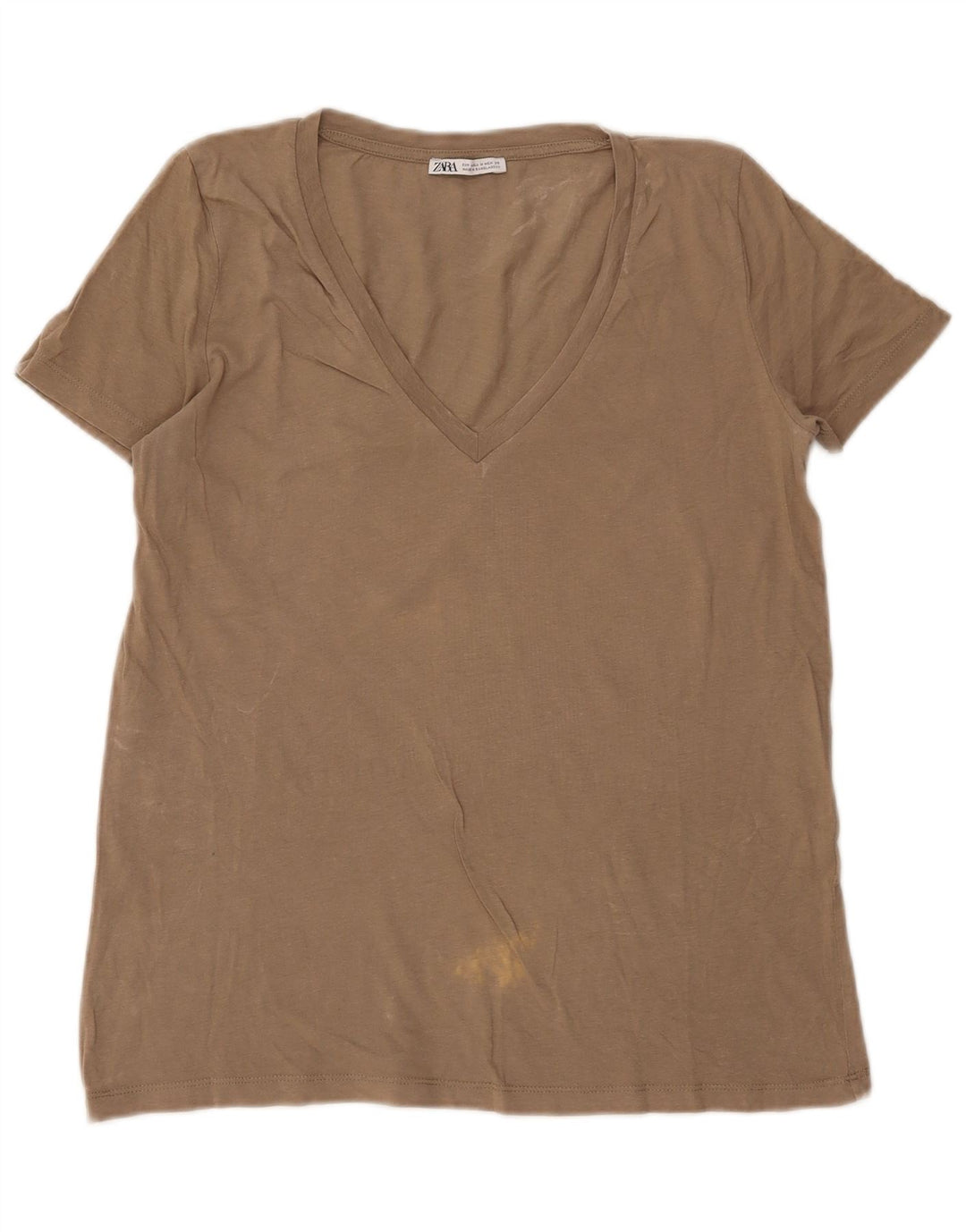 Zara Femme T-Shirt Top UK 14 Gris Moyen