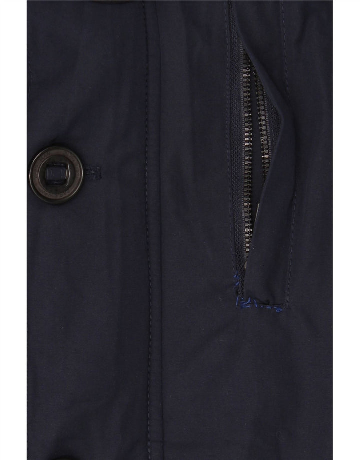 ZARA Parka à capuche pour homme UK 40 Large Bleu marine Polyester