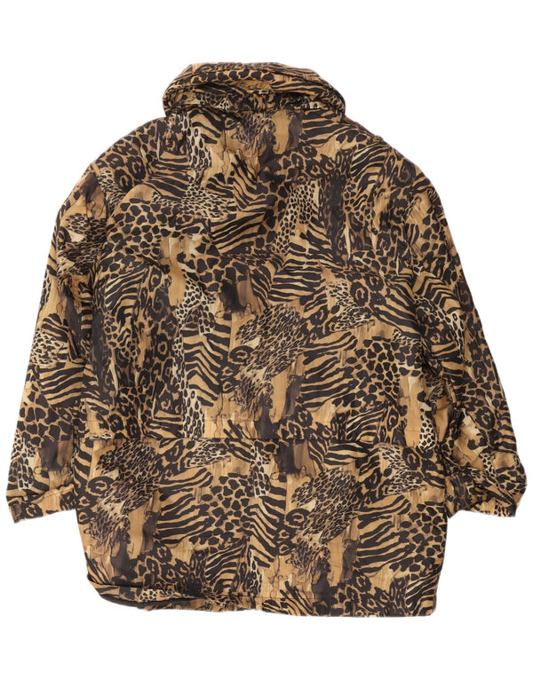 veste coupe-vent femme vintage UK 16 Grand imprimé animal brun