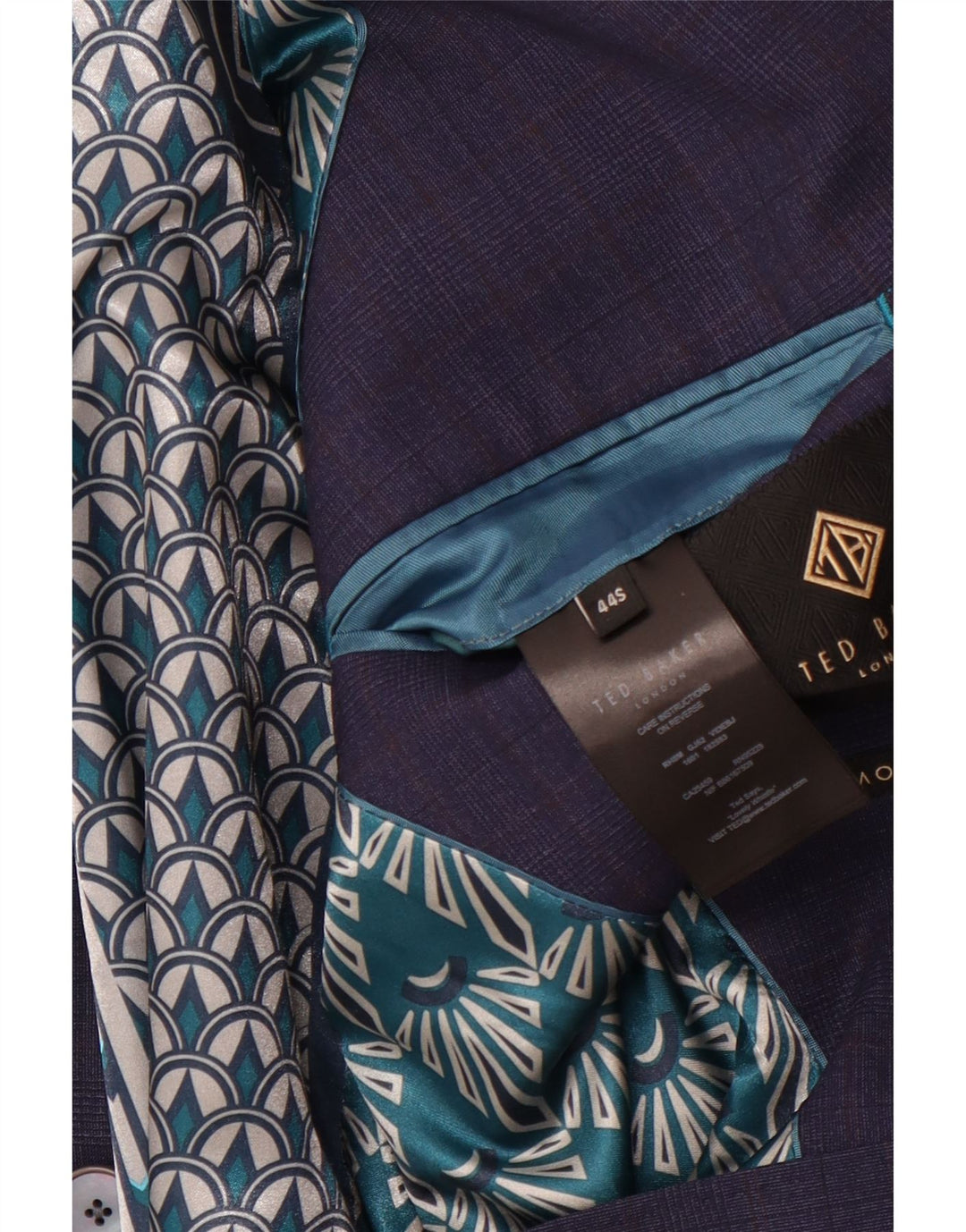 TED BAKER Veste blazer à 2 boutons pour homme UK 44 2XL Bleu marine à carreaux en laine