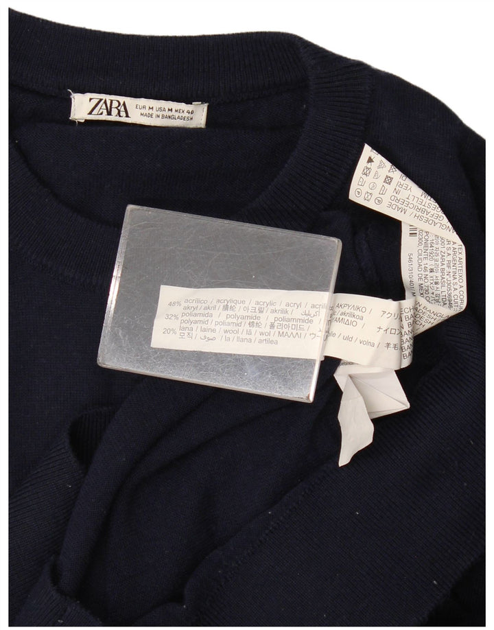 Zara Homme Pull Col Ras Du Cou Acrylique Bleu Marine Moyen