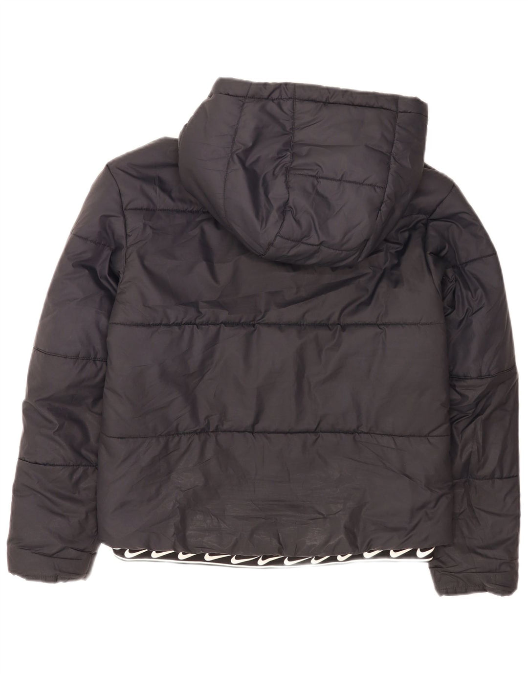 Nike Veste matelassée à capuche graphique pour femme UK 10 Small Noir Polyester