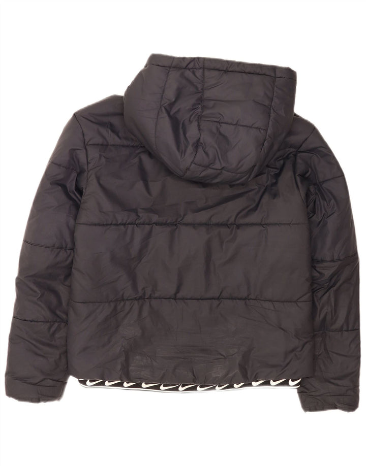Nike Veste matelassée à capuche graphique pour femme UK 10 Small Noir Polyester