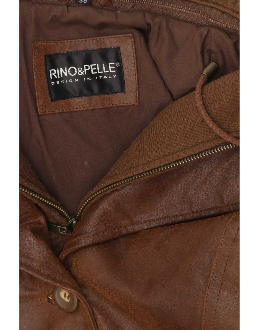 Rino & Pelle Veste en cuir à capuche pour femme EU 38 Marron moyen