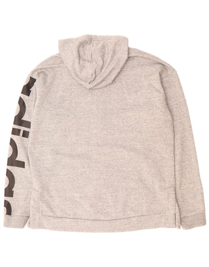 ADIDAS Pull à capuche zippé graphique pour hommes, grand gris, polyester