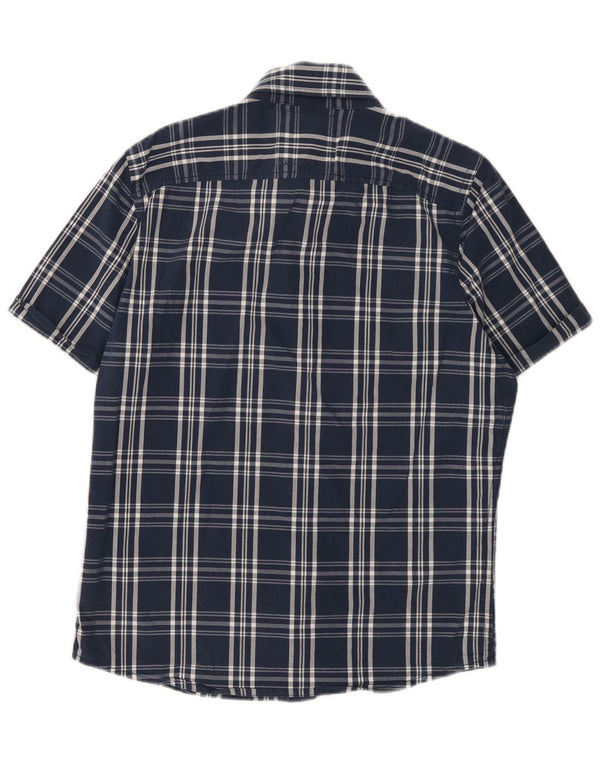Hollister Chemise à manches courtes pour homme en coton à carreaux bleu marine moyen