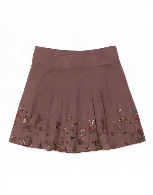 Max&Co. Mini jupe plissée femme UK 10 Small W27 Violet Floral Coton