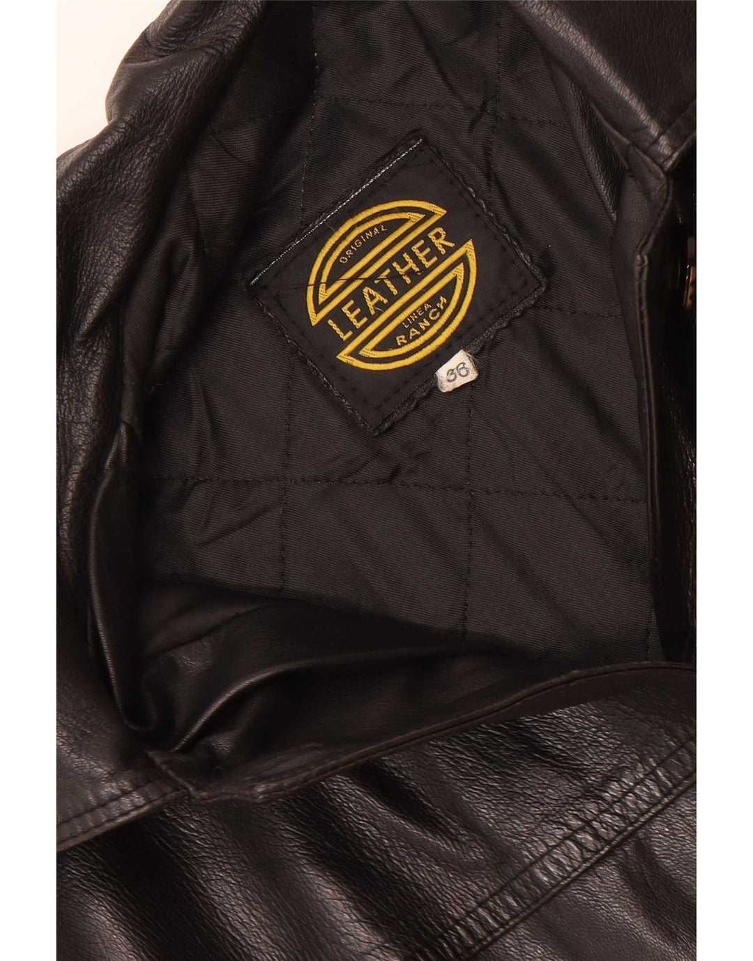 vintage Femmes Coupe décontractée Manteau en cuir EU 36 Petit Noir