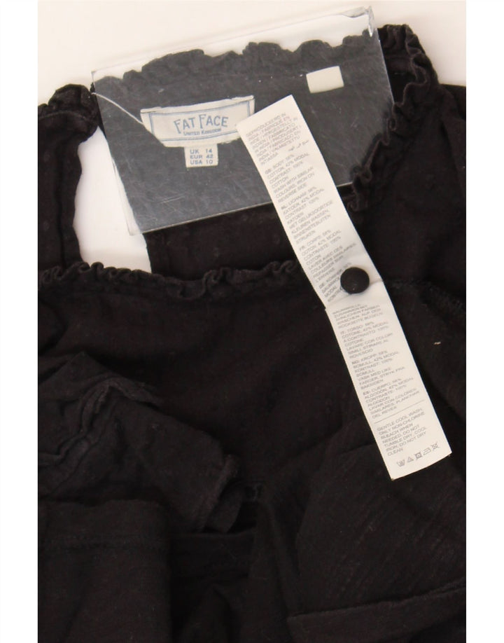 Fat Face Chemisier Femme Top UK 14 Large Noir Coton