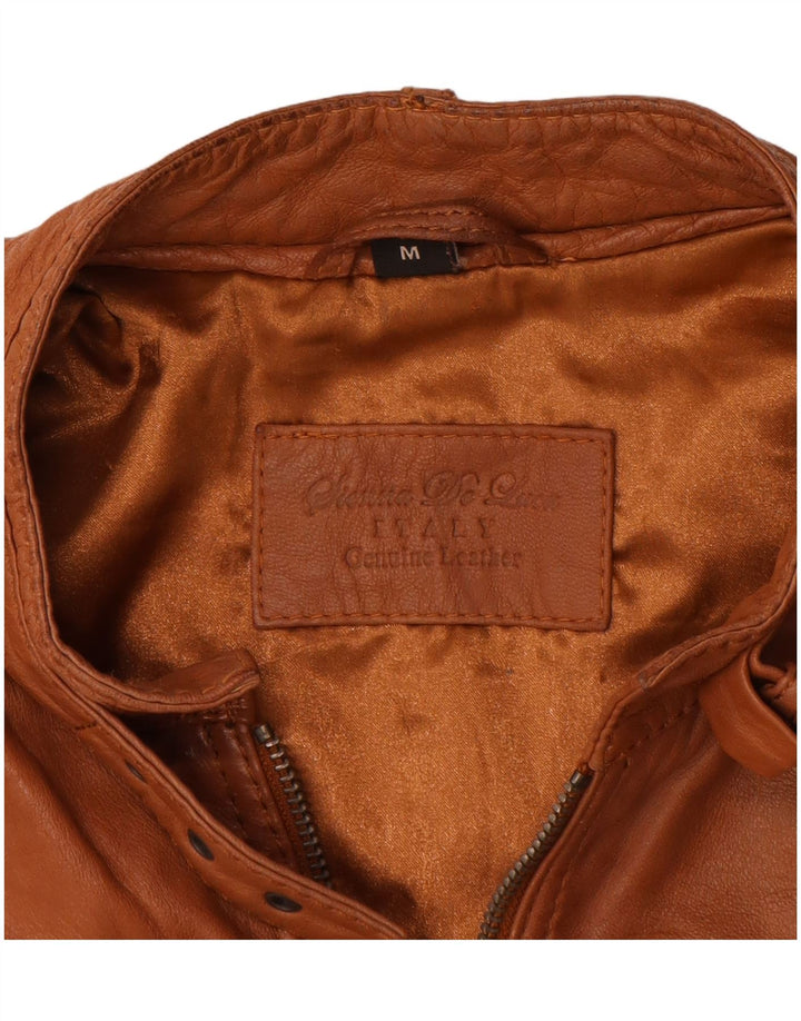 veste en cuir crop femme vintage UK 14 brun moyen