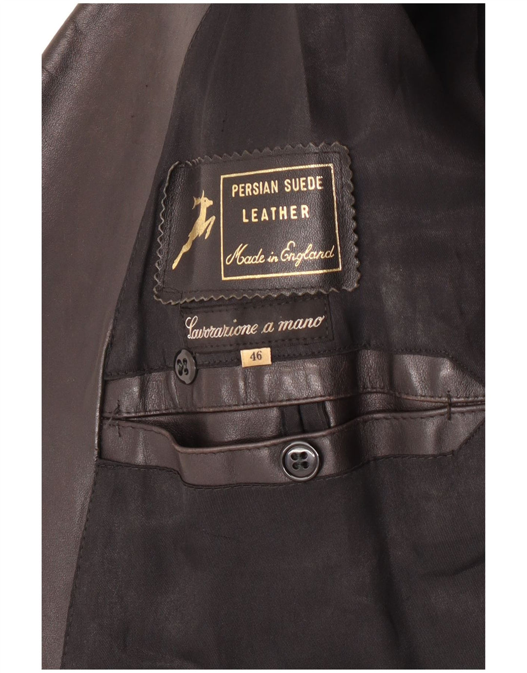 Manteau en cuir homme vintage IT 46 petit cuir noir classique