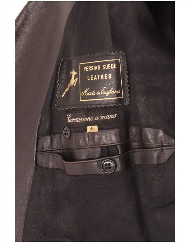 Manteau en cuir homme vintage IT 46 petit cuir noir classique