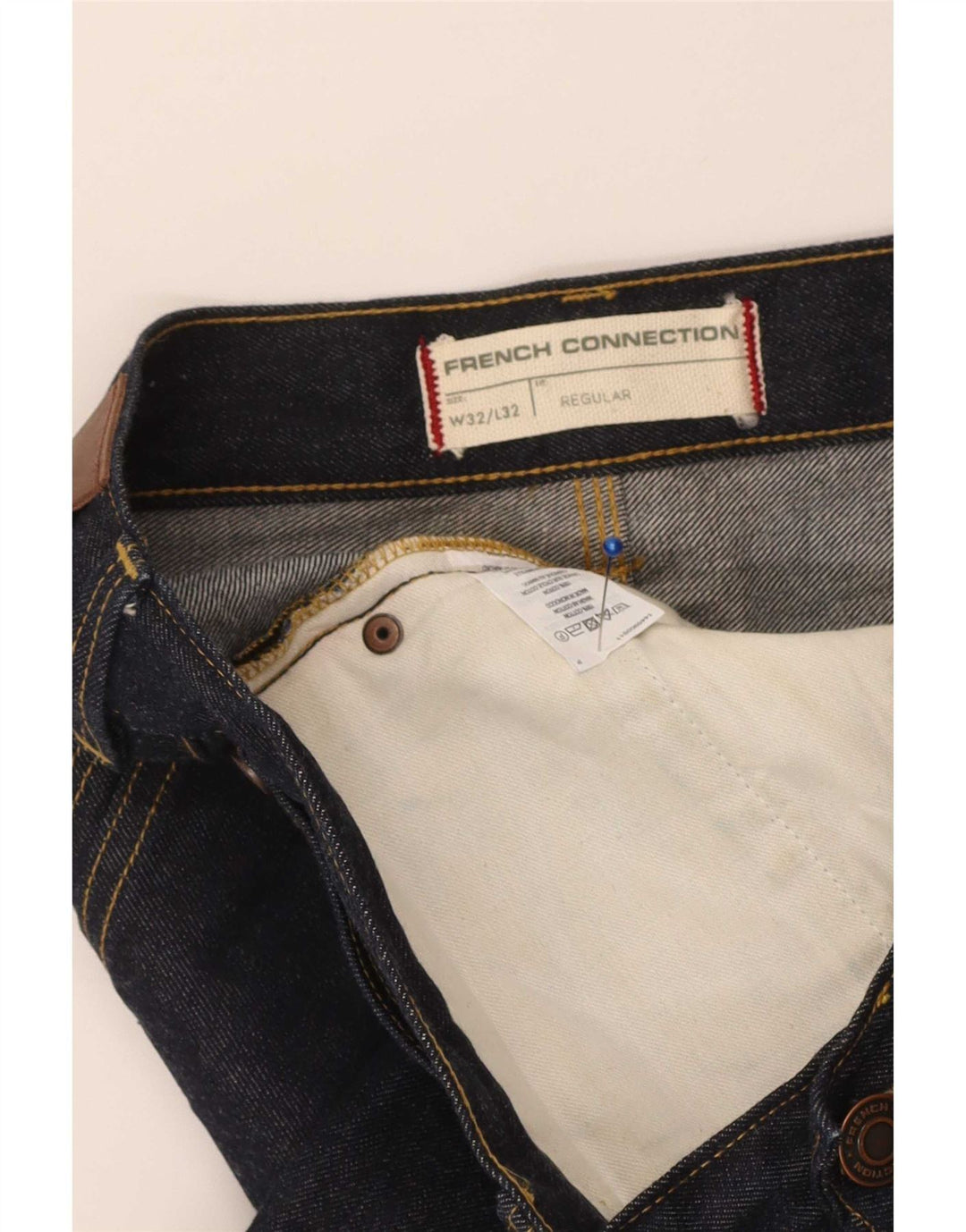 French Connection Jean Droit Regular Homme W32 L32 Bleu Marine Coton