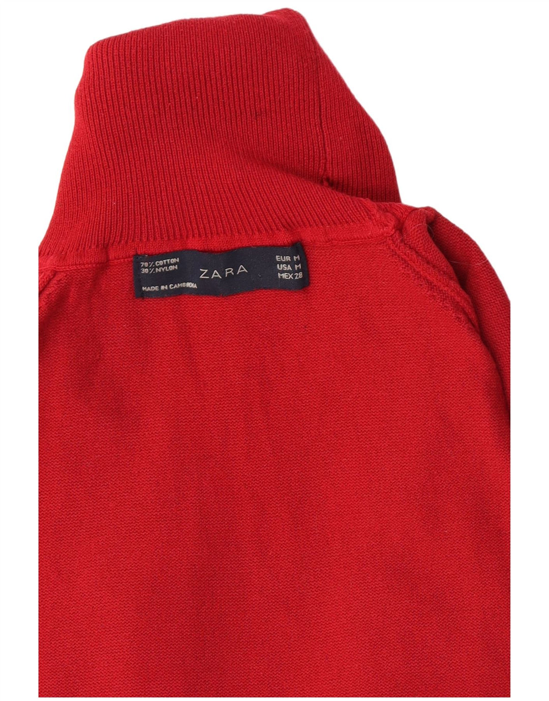 Zara Pull à manches courtes et col roulé pour femme Rouge moyen UK 12