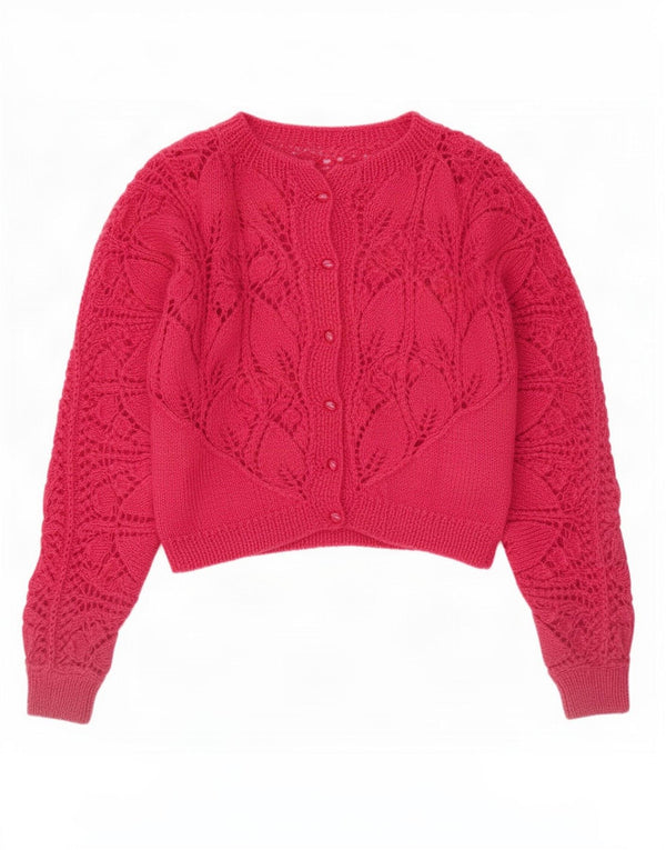 vintage Womens Crop Cardigan Sweater UK 14 Grand Rose