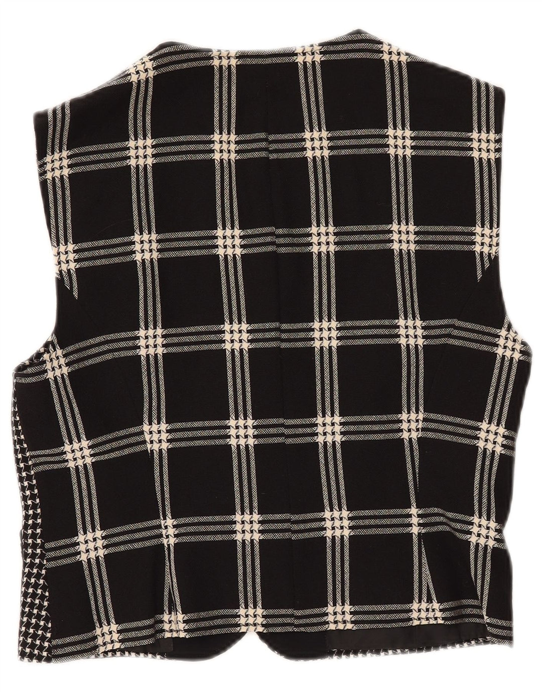 VINTAGE Gilet Femme UK 12 Medium Black Check