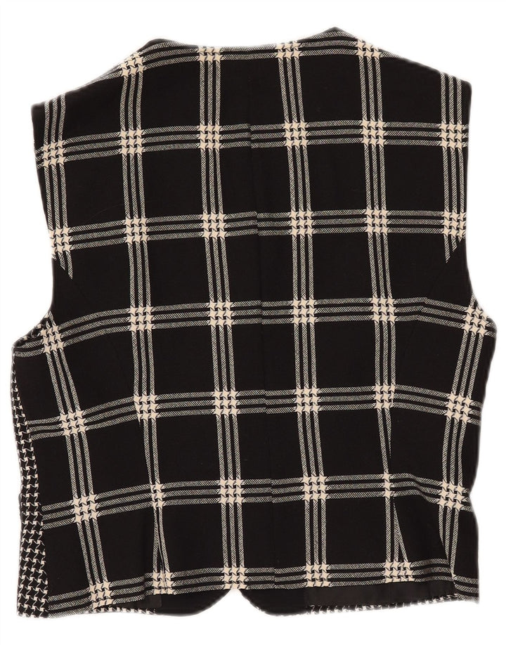 VINTAGE Gilet Femme UK 12 Medium Black Check