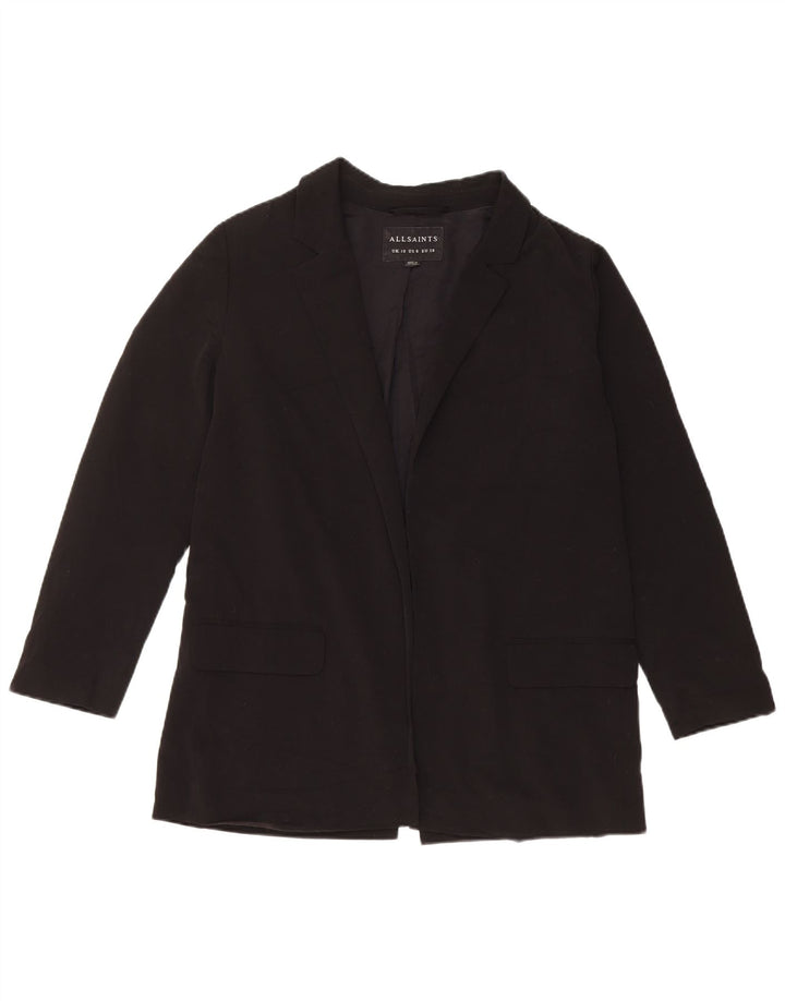 ALL SAINTS Veste Blazer Ouverte Femme UK 10 Petit Noir Polyester