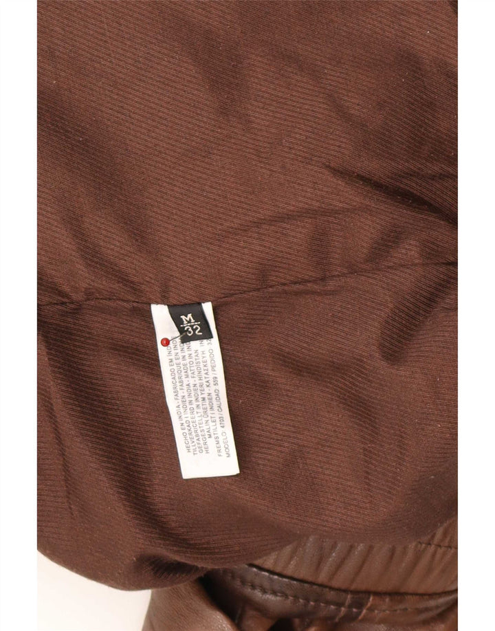 Massimo Dutti Veste en cuir militaire pour femme UK 14 Marron moyen
