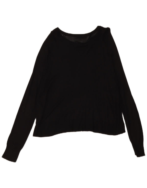 Zara Pull surdimensionné à col bateau pour femme UK 10 Small Noir Viscose