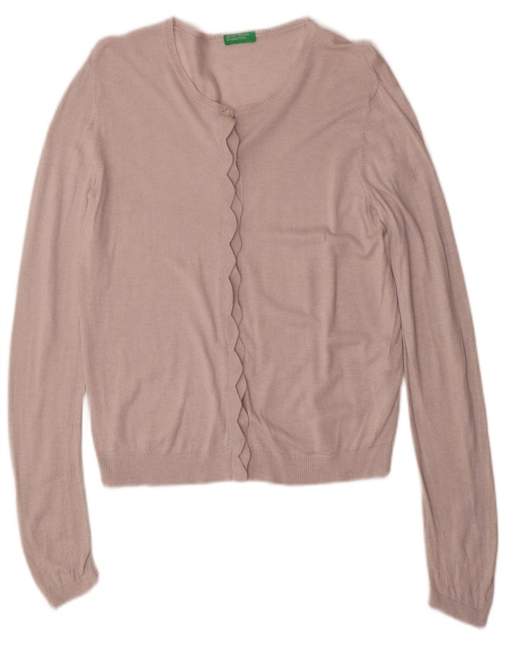 BENETTON Pull Cardigan Fille 11-12 Ans 2XL Rose Viscose