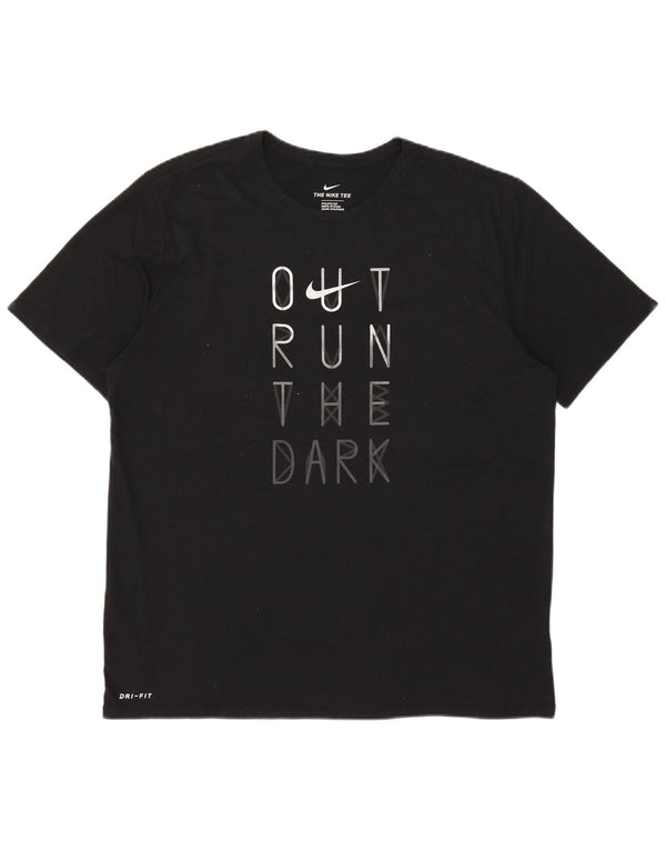Nike Hommes Dri Fit Graphic T-Shirt Top XL Noir Polyester