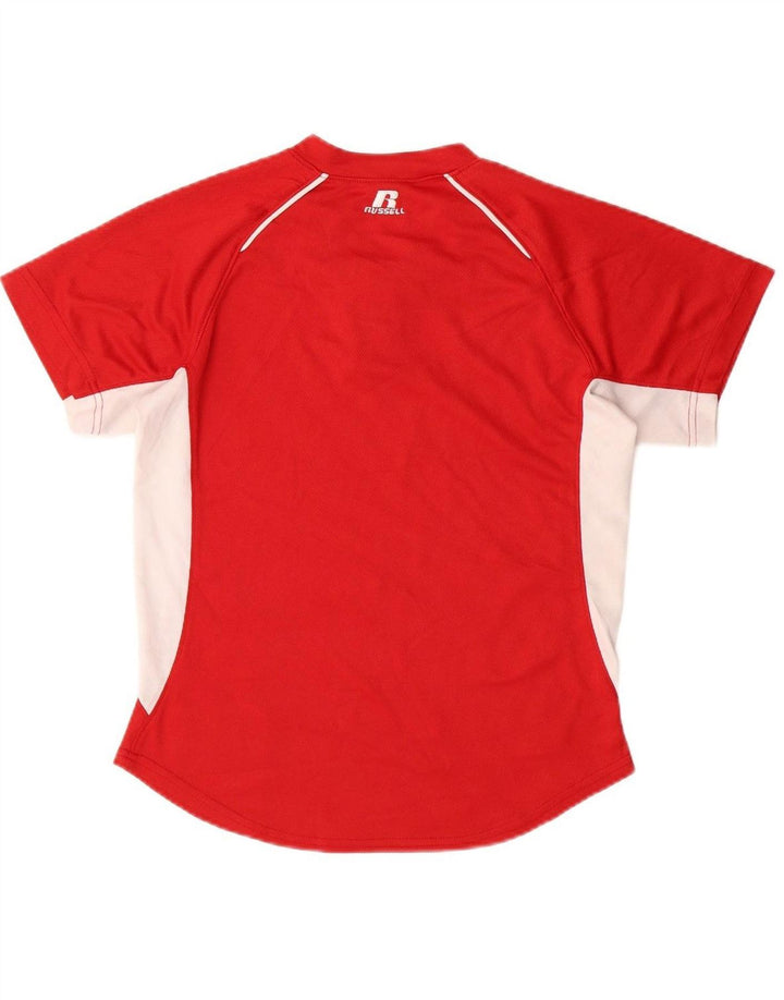 RUSSELL ATHLETIC Boys T-Shirt Top 10-11 Years Medium Red Colourblock
