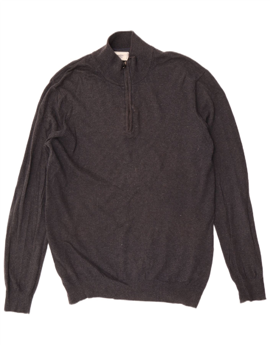 John Lewis Pull col zippé pour homme XL en coton gris