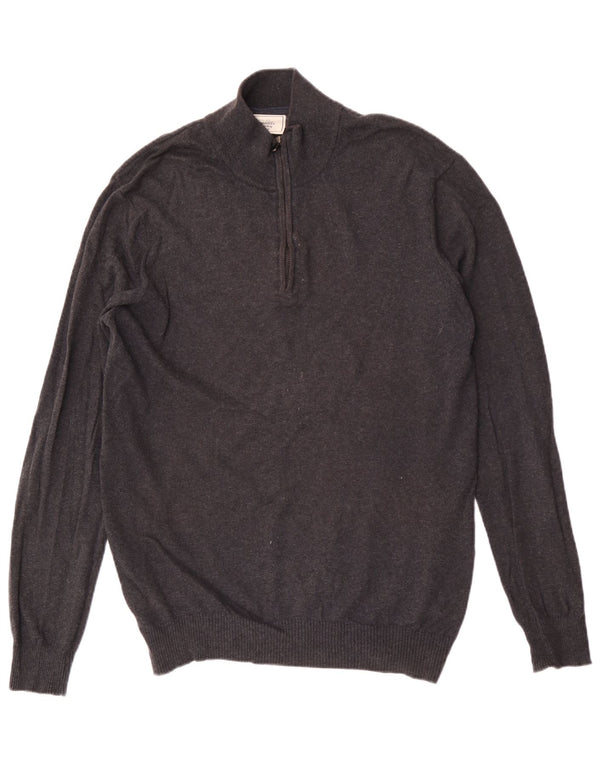 John Lewis Pull col zippé pour homme XL en coton gris