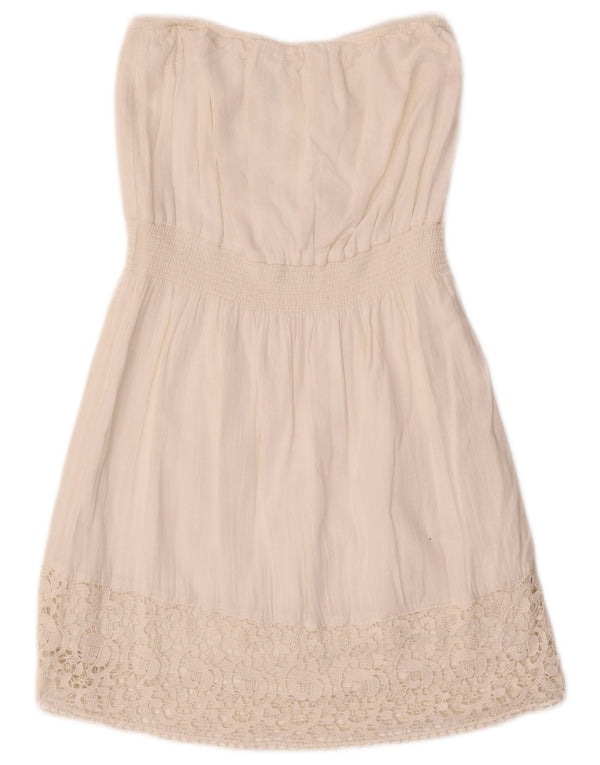Benetton Robe bustier surdimensionnée pour femme UK 10 Petit coton floral blanc