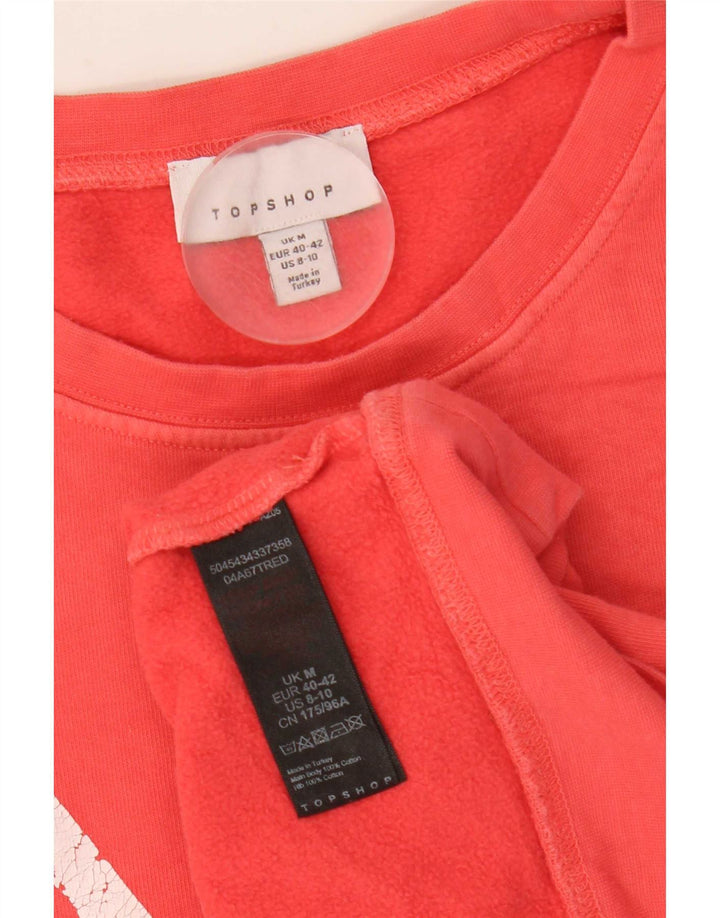Topshop Sweat-shirt surdimensionné graphique pour femme UK 14 en coton rose moyen
