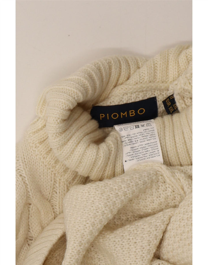 PIOMBO Pull col roulé homme 2XL Acrylique blanc