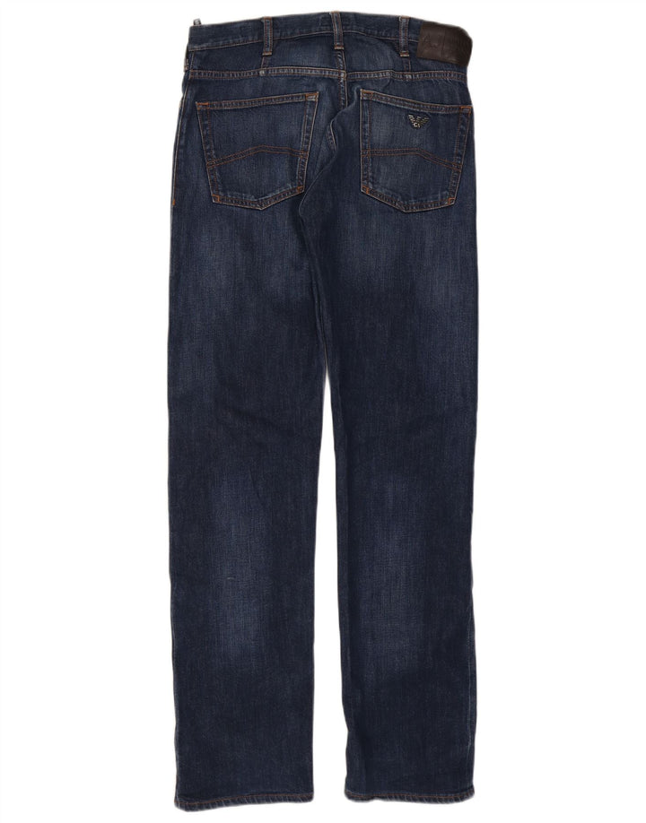 Armani Jean droit coupe droite W30 L32 bleu marine en coton pour homme