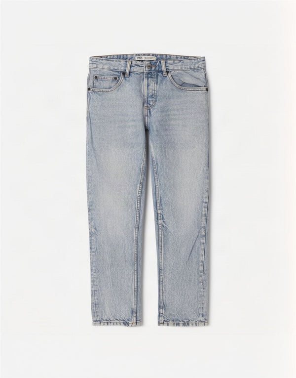 Zara Jean court pour homme EU 30 Small W30 L26 Bleu Coton