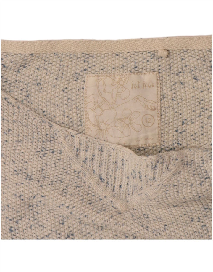 FAT FACE Pull col bateau pour femme UK 12 Medium Blanc moucheté
