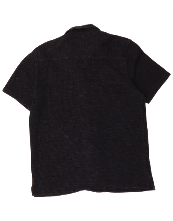 Zara Chemise En Flanelle À Manches Courtes Homme Bleu Marine Moyen Coton