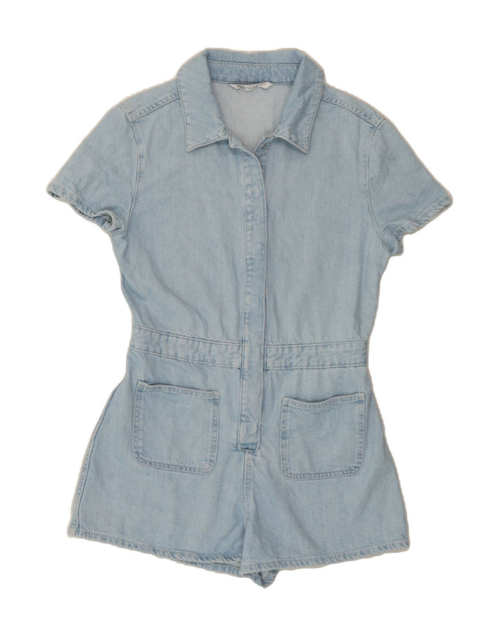 ZARA Womens Denim Playsuit UK 16 Large  Blue Vintage Zara and Second-Hand Zara from Messina Hembry 