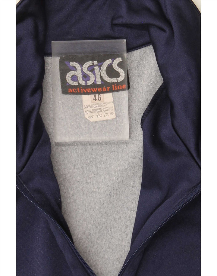 Asics Veste de survêtement graphique pour homme IT 46 Small Bleu marine Colourblock
