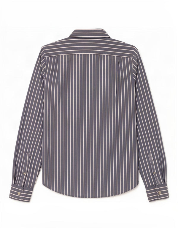 Abercrombie & Fitch Chemise musclée pour homme en coton à fines rayures bleues
