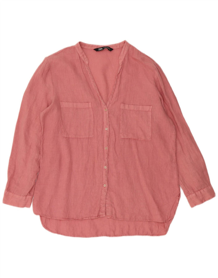 ZARA Chemisier à manches 3/4 pour femme UK 16 Large Rose