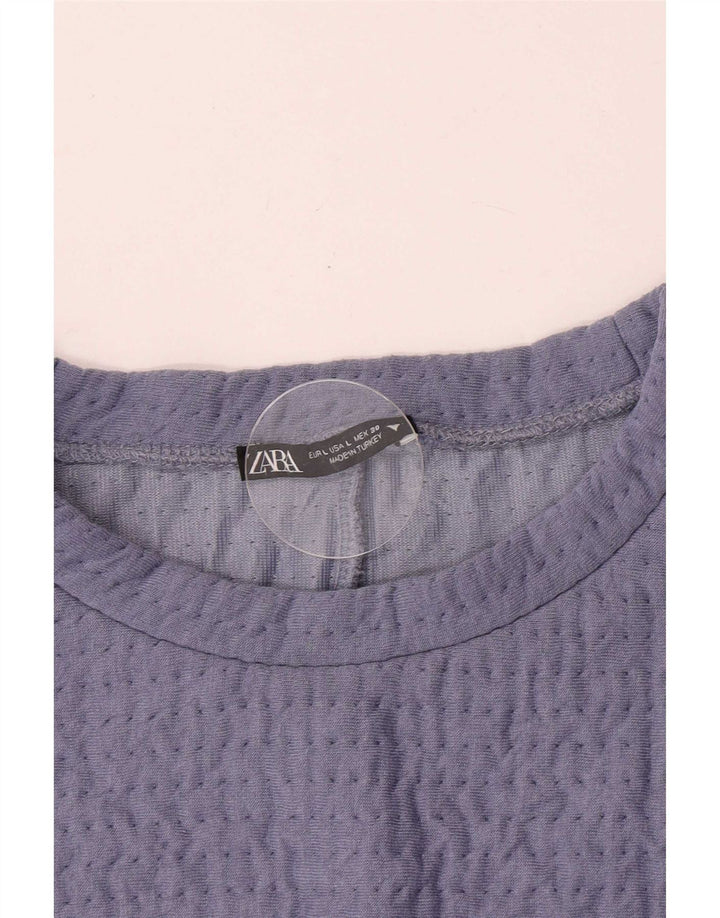 Zara Womens Crop Blouse Top UK 14 Large Violet