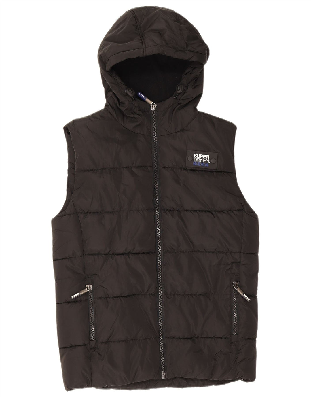 Superdry Gilet rembourré à capuche pour homme UK 36 Petit Noir Polyester